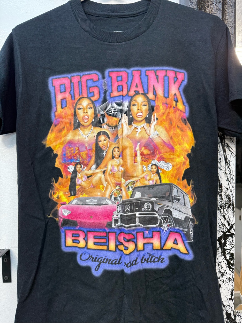 Big Bank Beisha Graphic Tee - Black with Multicolor Print - Picture 2 of 6